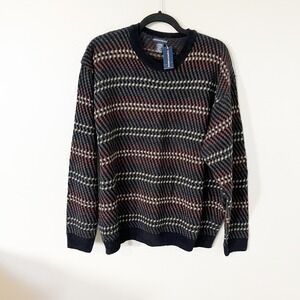Vintage Knightsbridge Men's Large Crewneck Sweater Plaid Pattern Dark Multi